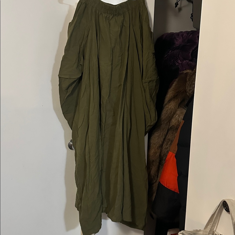 Thaluta Army Green Wide ❤️Slouchy Long Gorgeous Skirt Sz Fits L/XL Brand New✅ - Picture 7 of 7